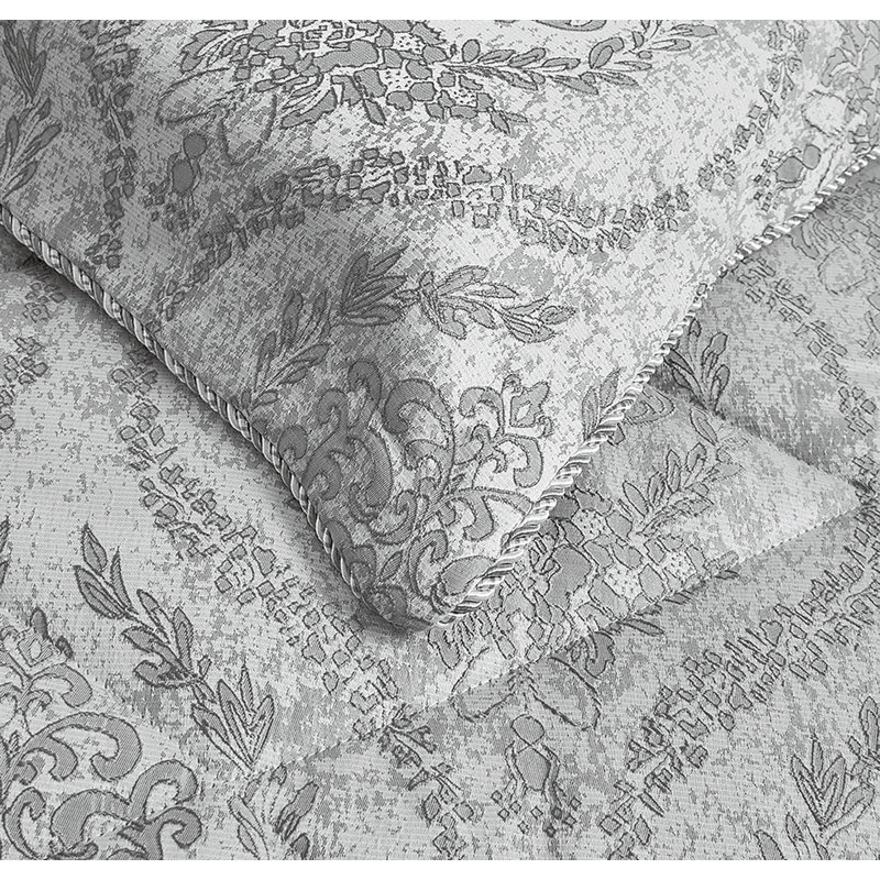 Gina Polyester Damask Bedspread with Pillow Shams, 220 x 240 cm Bedspread - 2 Pillowcases, Silver