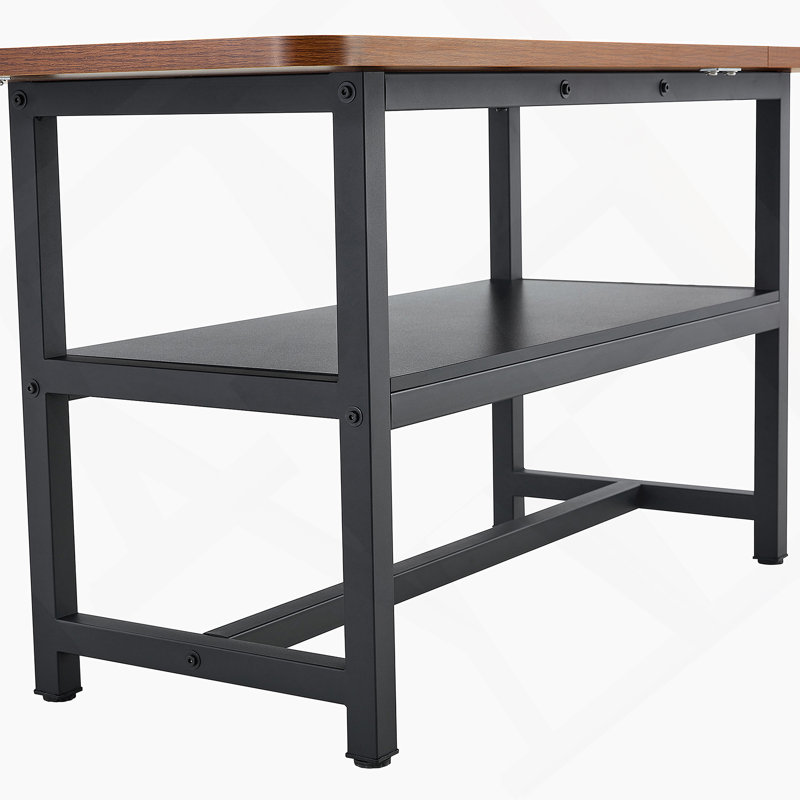 Ensemble de table et chaises de salle à manger, table rectangulaire avec rangement et chaises capitonnées, Brun