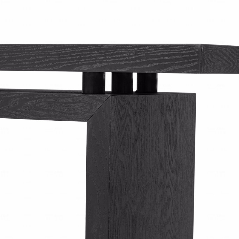 Console en placage de frêne de conception unique, style simple et moderne, avec un plateau de table intelligent, Noir