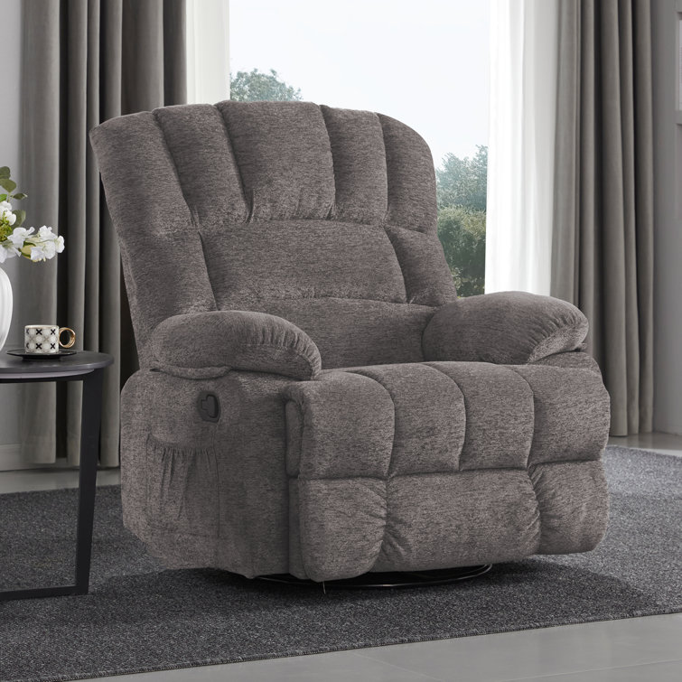 Breasha 39.7" Wide Manual Upholstered Swivel Reclining Glider