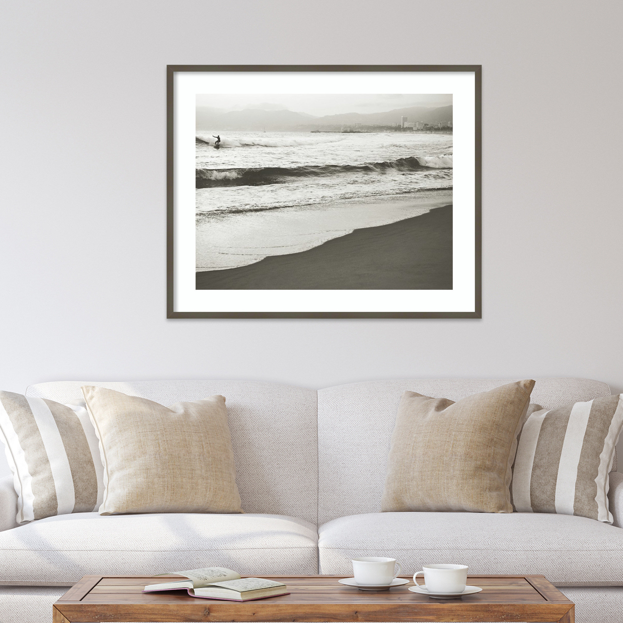 BW Surfer No. 1 by Myan Soffia, White Framed, 33" H x 41" W