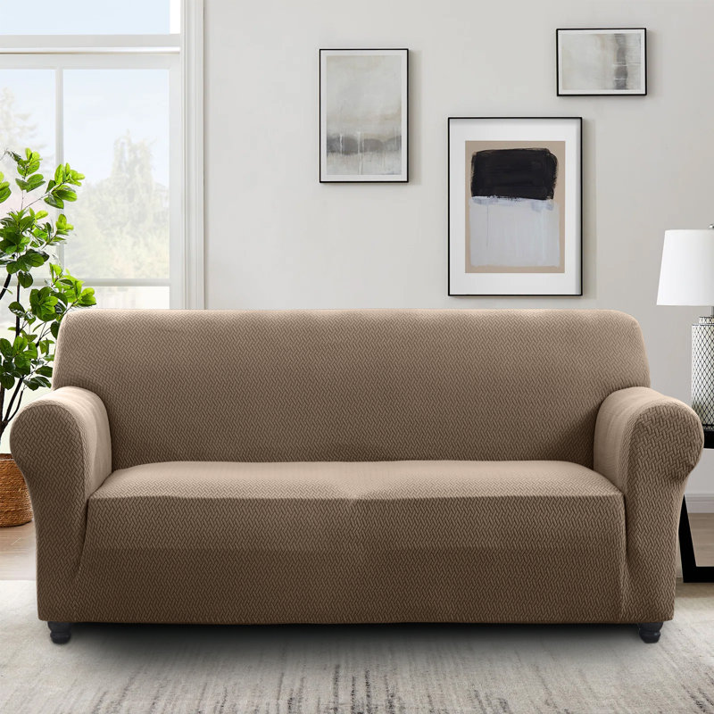 Premium Quality Stretchable Spandex Sofa Cover, 179cm H x 280cm W x 12cm D, Coffee