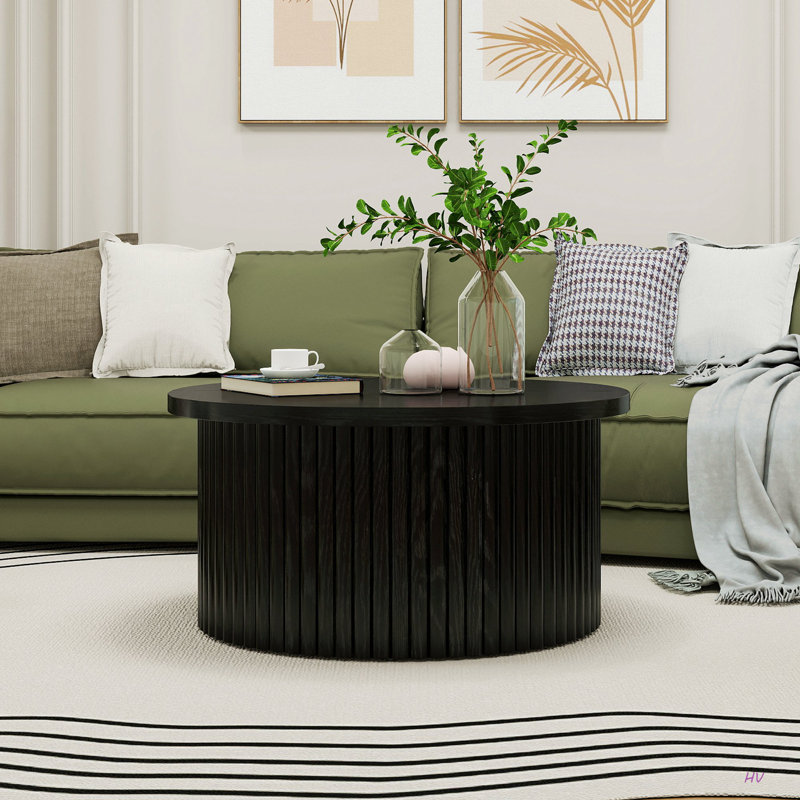Table basse, table basse ronde, table d'appoint moderne pour salon, appartement, Noir