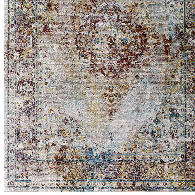 Multicolor Synthetic Persian Medallion 4' x 6' Area Rug
