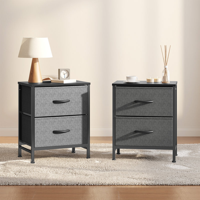  Table de chevet 2 tiroirs Jaece, Gris