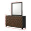Commode contemporaine 1 pièce à six tiroirs, fini bois riche, motif en chevron spectaculaire, meuble en bois