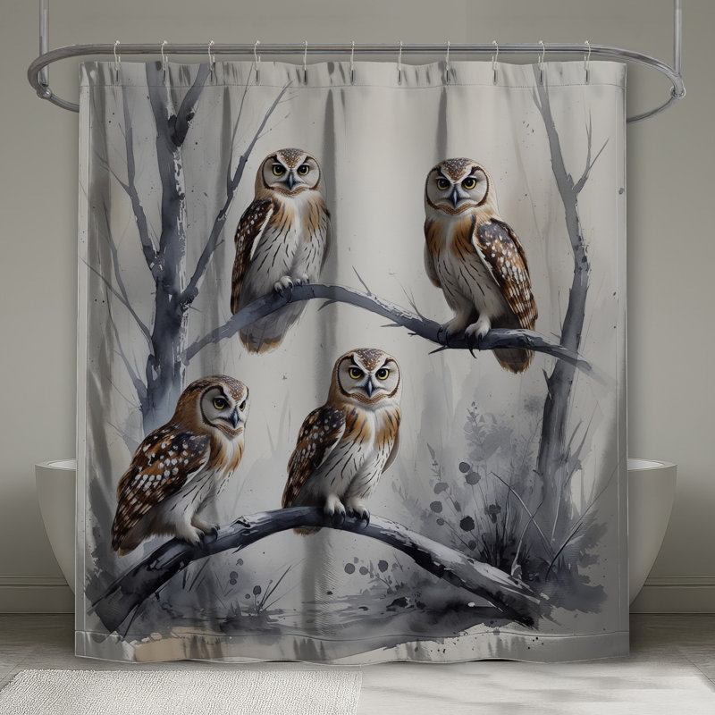Rideaux de douche Four Owls On Branch, L 70 po x H 93 po