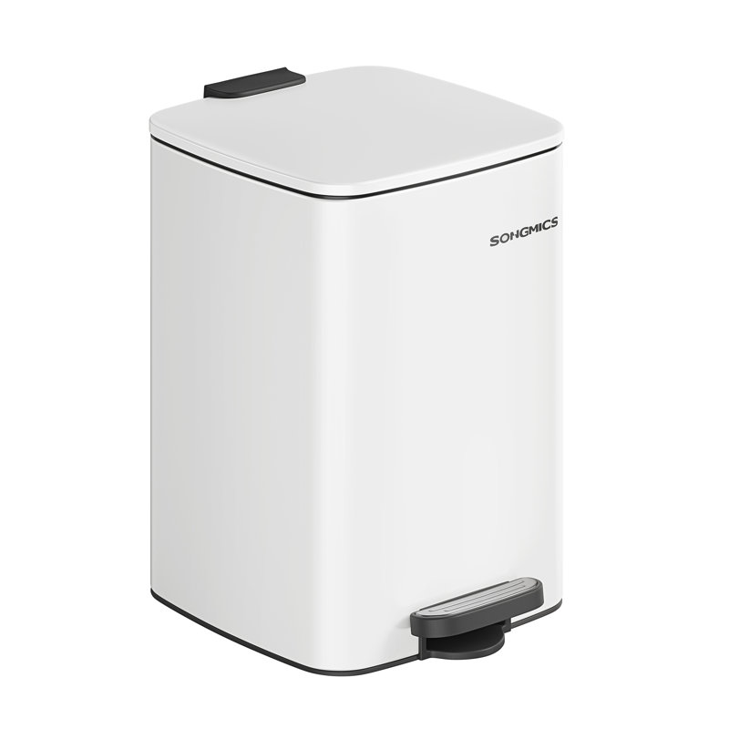 Clerfont Step On Kitchen Trash Can, 40.4cm H x 34cm W x 28.5cm D, Cloud White
