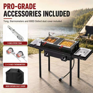 40,000 Btu Outdoor Propane Deep Fryer With Baskets & Lids 