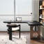 Bureau d'angle en bois massif noir avec pieds en acier inoxydable-923845110