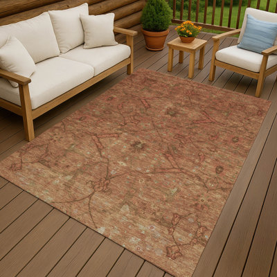 Machine Washable Indoor/Outdoor Efimenko ACN2299 Global Rug