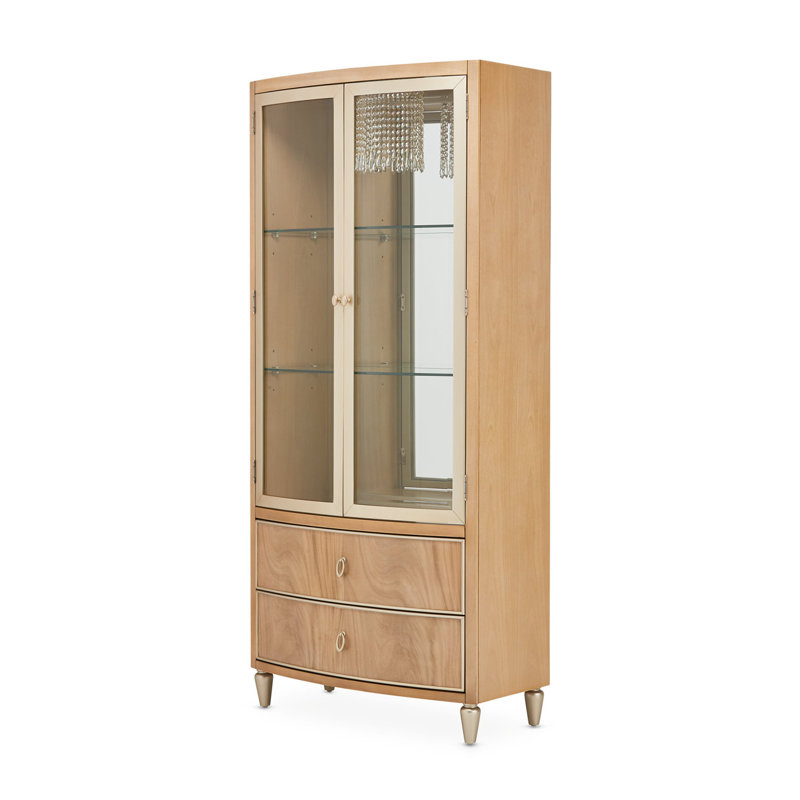 Villa Cherie Display Cabinet with LED Lighting, Caramel