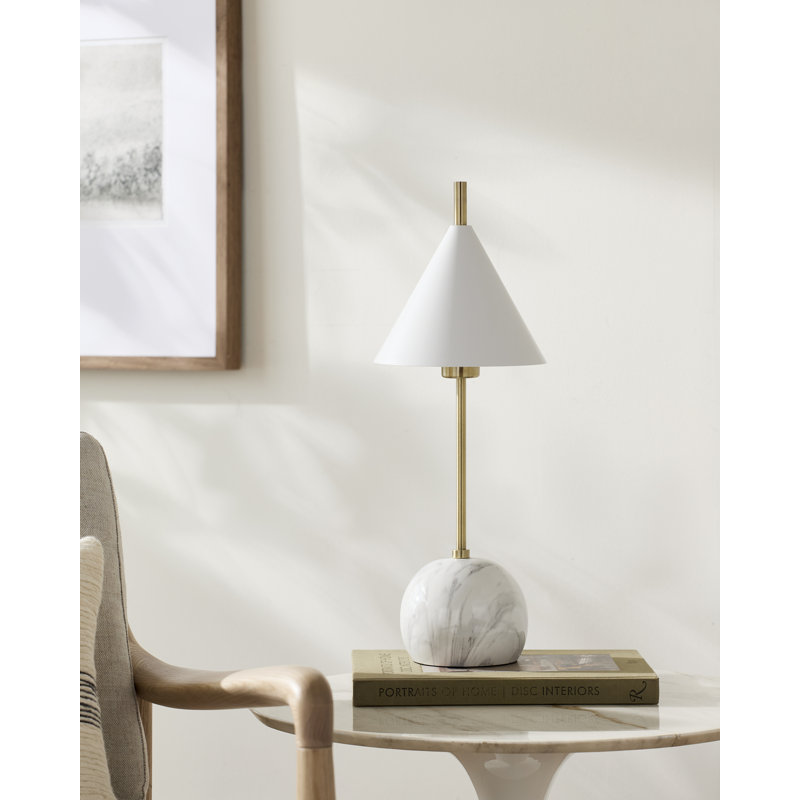 Almanza Table Lamp, White, White