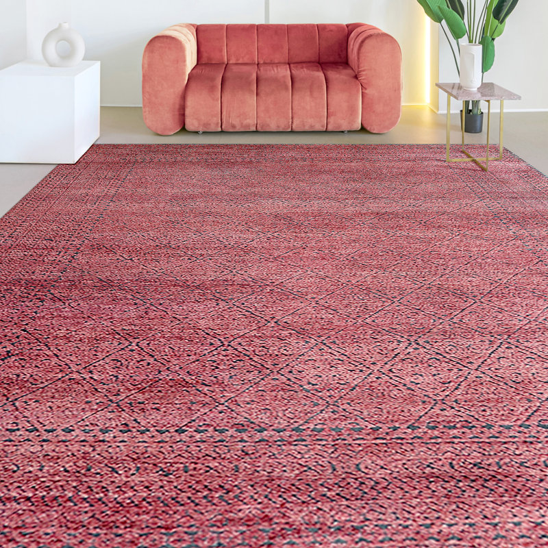 Wool Area Rug in Red, Rectangle 8' x 10'