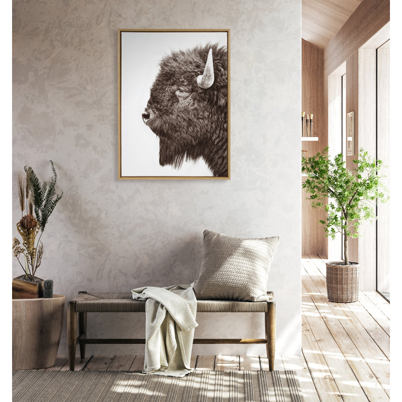 «Bison Profile» par Amy Peterson, reproduction d'art sur toile encadrée, H 38 po x l 28 po x P 1,62 po