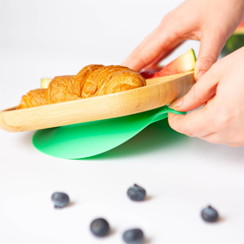 Tiny Dining - Divided Bamboo Suction Plate, Green