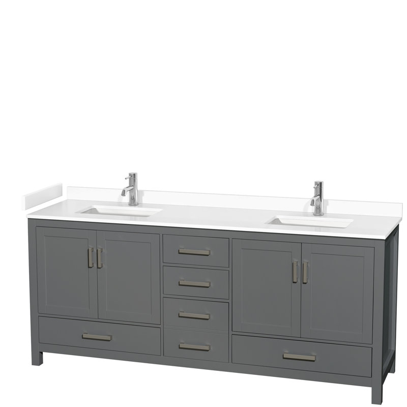 Sheffield 79" Double Bathroom Vanity Base Only, Dark Gray