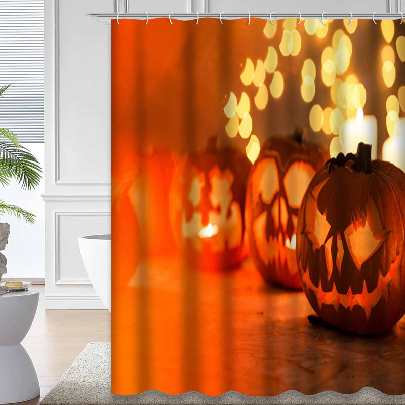 Rideau de douche Scary Halloween Pumpkins, L 72 po x l 72 po