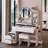 Cushioned Stool, 17" Diameter Led Mirror With Touch Control, 3 - Color Brightness Adjustable, 2 Ac + Power Station, Round Vanity Table, Full Body Cabinet, American Design White Dressing Coalition