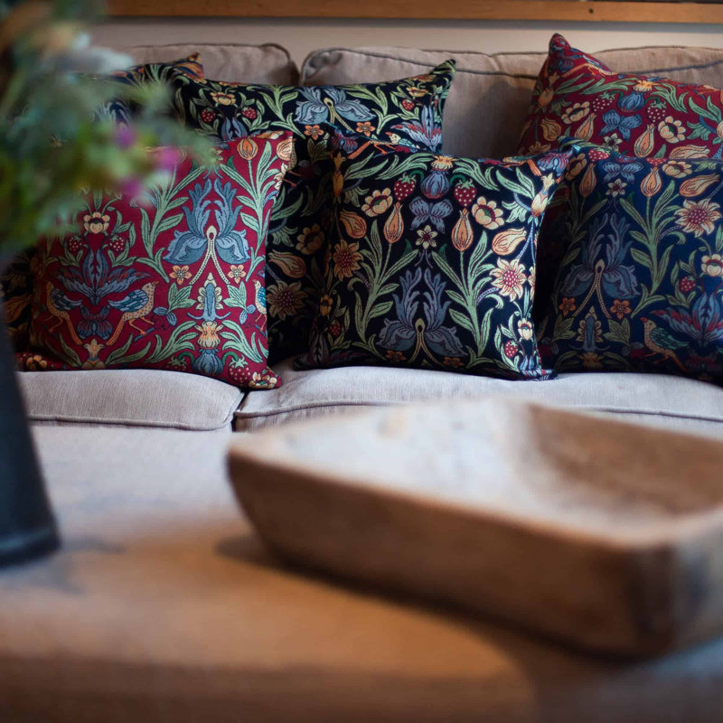 Floral Blue Cushion, 58x38cm, Synthetic filled