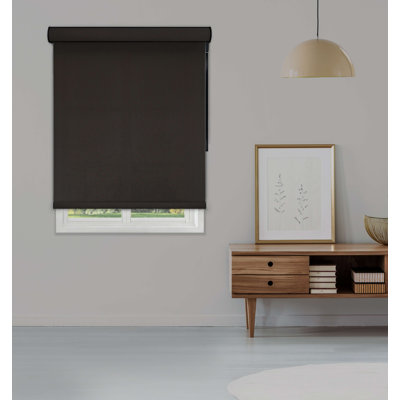 Store à enroulement solaire sans fil 1% Linen Avenue avec baguette bloc pour un ajustement facile - Protection contre les rayons UV pour la maison et le bureau - Shadow