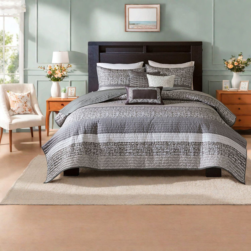 Ensemble de literie réversible très grand, jacquard rembourré de coton, style maison moderne