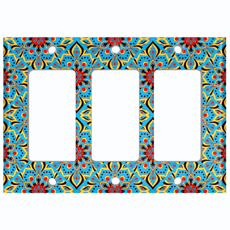 Plaque murale berçante bleue et rouge Mandala