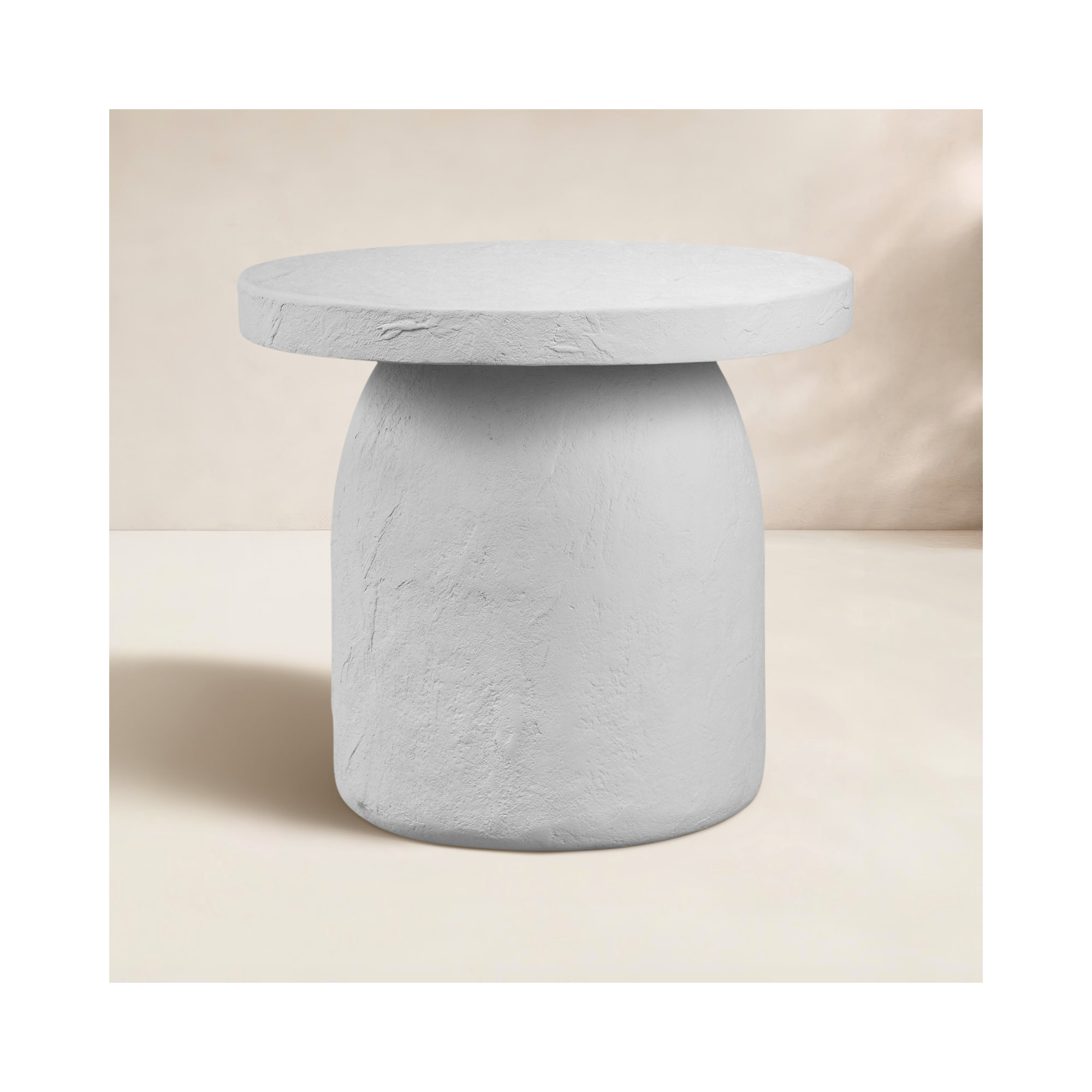 Camilla Outdoor End Table, Plaster Molded