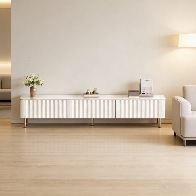 Meuble télé avec rangement Wave, Blanc / gris clair, H 17,32 po x l 70,86 po x P 11,81 po