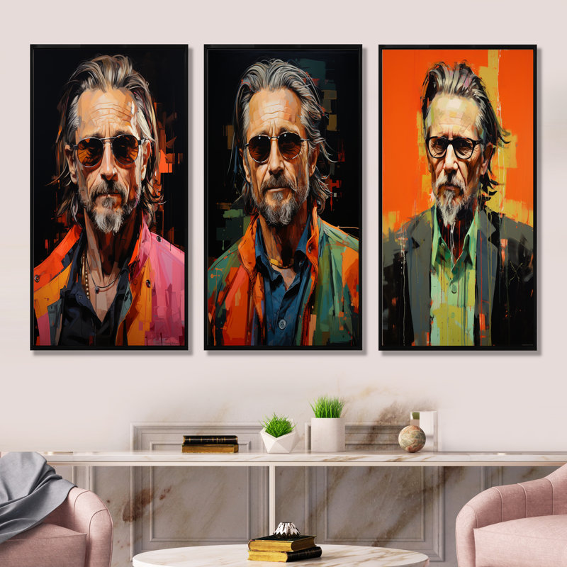 Portrait Pop Old Olive Pop Art, H 28 po x l 36 po, Cadre flottant noir