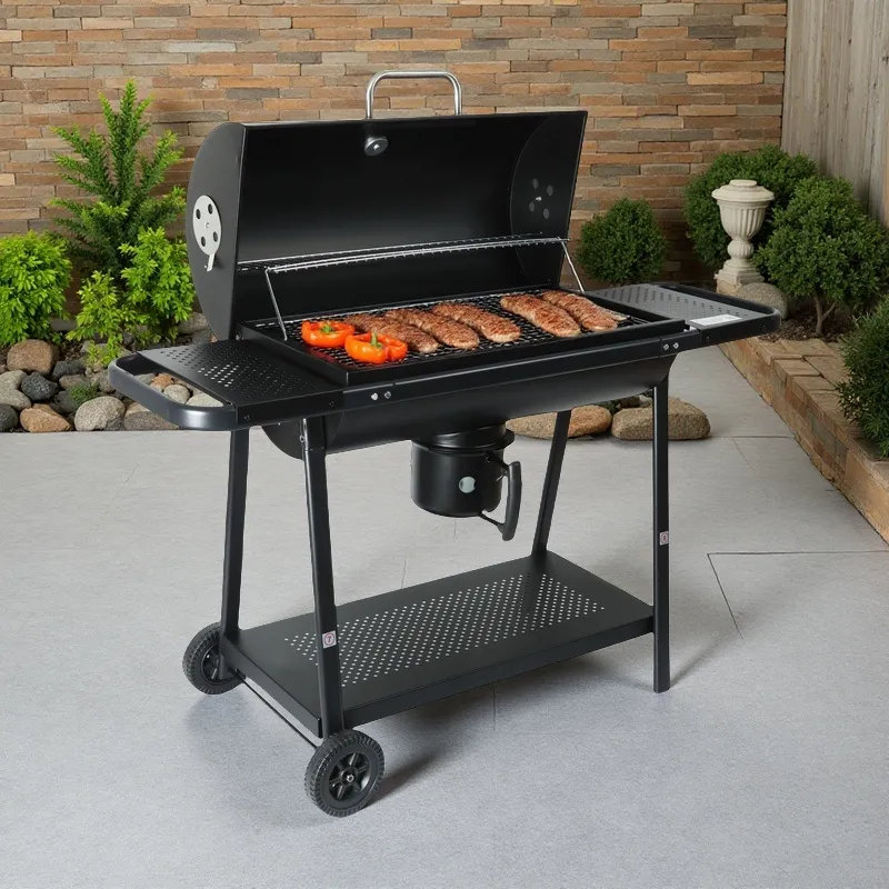 Barbecue au charbon en baril de qualité supérieure avec tables d'appoint