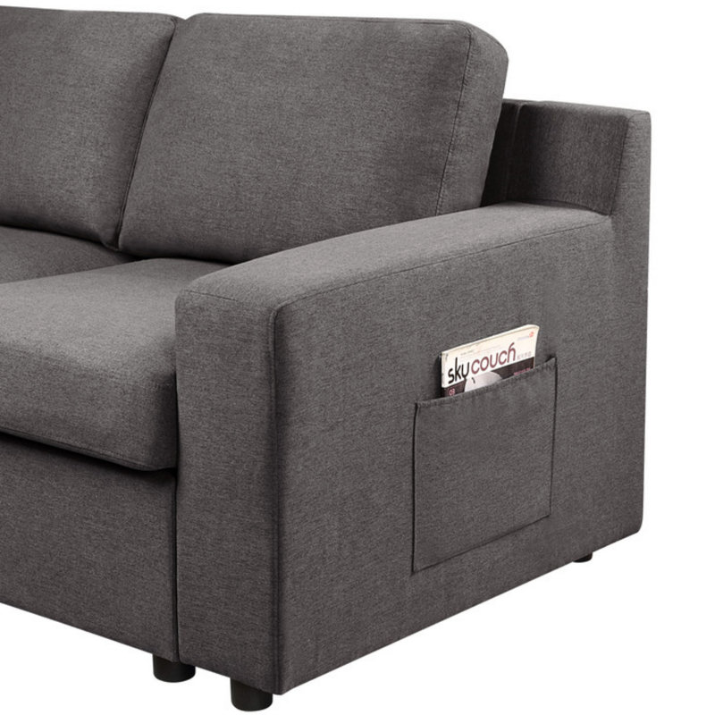 Canapé modulaire en U à 7 places en lin avec poche
