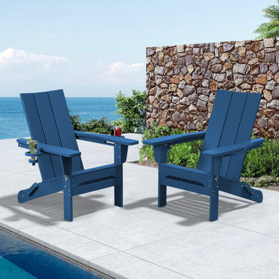 Chaise Adirondack pliante Wolak avec porte-gobelet