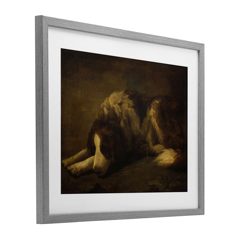 «Dim Lighted Classic Dog», reproduction encadrée sous verre, design par Lil 'Rue, Cadre de ferme gris sous verre Farmhouse