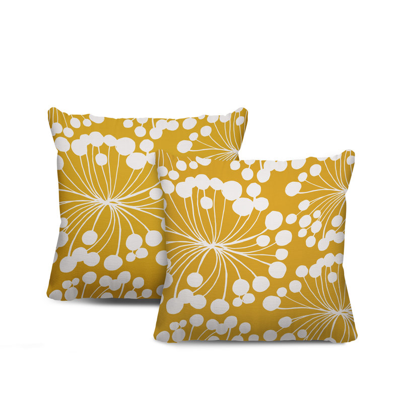 Housse et insert de coussin décoratif intérieur / extérieur en mélange de polyester, L 17 po x H 17 po, Jaune