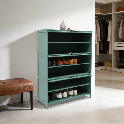 Étagère à chaussures à 7 niveaux pour armoire de rangement pour chaussures en bois massif, 31 po de largeur