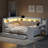 Full Size Daybed with Storage Shelves,Trundle,Charging Station,LED Light,Desk and Upholstered Headboard and Backrest-129865562