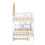Lit superposé double avec lit gigogne, structure de lit superposé en bois avec escalier de rangement, toit, fenêtre et porte