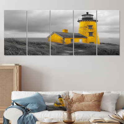 Photo de phare jaune jaune au Canada II - ensemble d'art sur toile phares