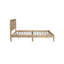 Structure de grand lit en rotin naturel avec tête de lit à DEL et pieds en bois, aucun sommier nécessaire