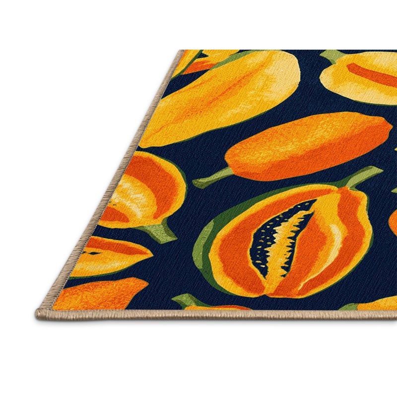  Tapis lavable papaye, Rond 3 pi