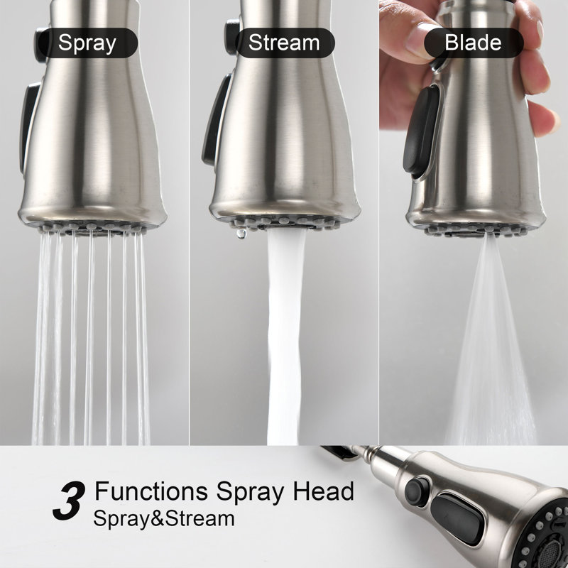 Interbath Pull Down Kitchen Faucet, Brushed Nickel