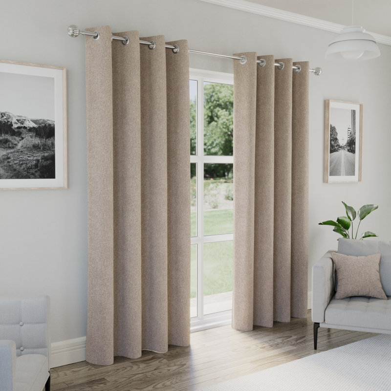 Rodenal Blackout Curtain Pair, Beige, 168cm W x 137cm L