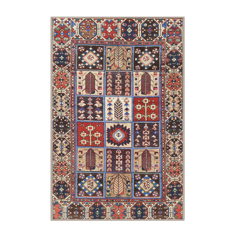 Tapis traditionnel rouge / beige / noir, Rectangle 4 pi x 6 pi