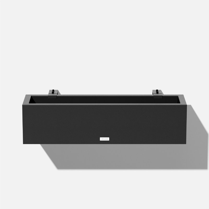Block Series Railing Window Box Planter, Black