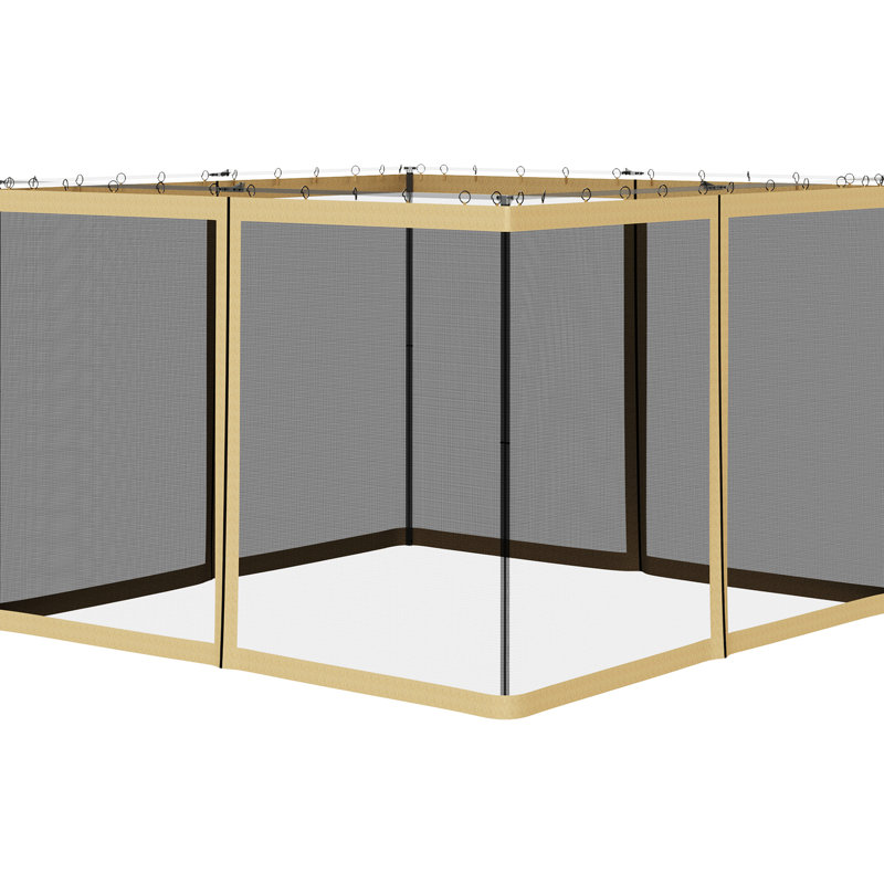 Paroi de remplacement de filet de pavillon de jardin de 10 pi X, beige - insectes et feuilles, s'adapte à la plupart des abris de jardin, filet à processus d'installation rapide pour la terrasse, gardez la zone du patio à l'écart du matériau, paroi latérale à fermeture à glissière