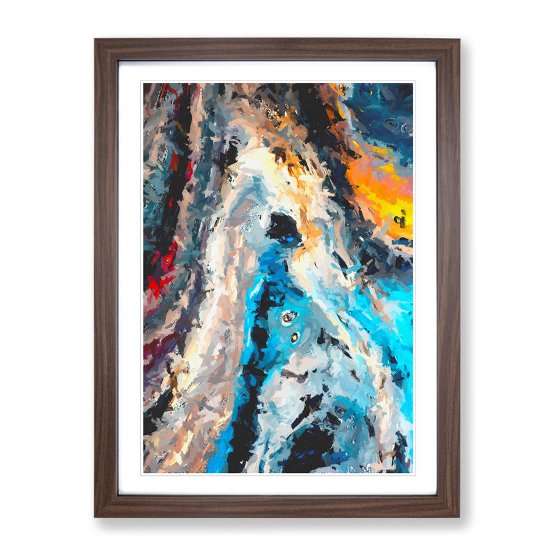 Flee to the River Abstract - Framed Print, 46cm H x 34cm W, Brown