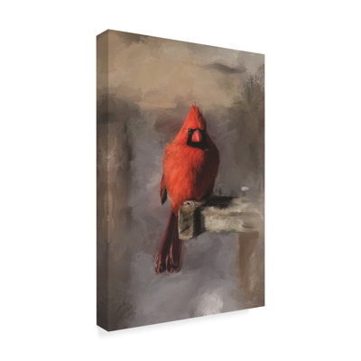 Kuehn 'Bright Red Cardinal on a Perch' Print on Wrapped Canvas