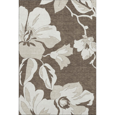 Premium Machine Washable Prisco Brown Rug