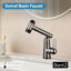 Robinet de salle de bain pivotant à 360 ° 0ontZ Gunmetal, robinet de meuble-lavabo à poignée simple en laiton massif à modes d'écoulement multiples, mélangeur à eau chaude et froide avec robinet rotatif pour comptoir de salle de bain-131182332
